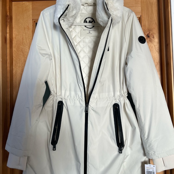 Michael Kors Women's Faux-Fur-Trim Anorak Raincoat - Picture 1 of 9